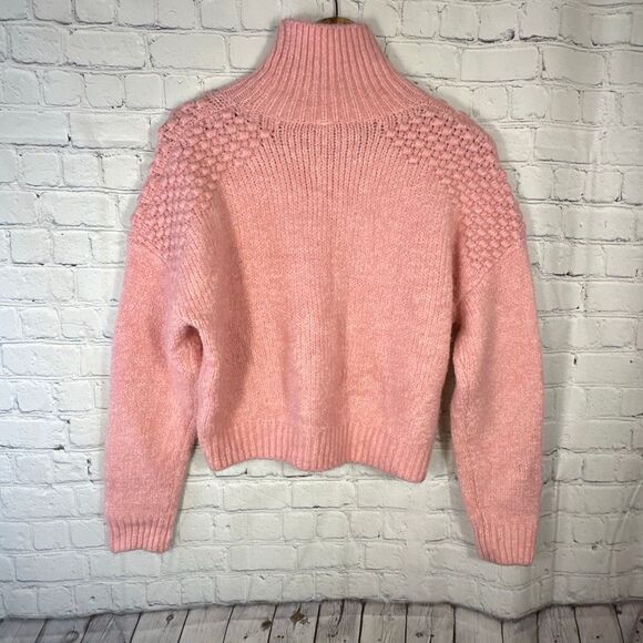 Free People Bradley Sweater Pink Small  Knitted Pullover Cropped Boho Chunky - Picture 4 of 9
